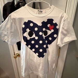 Comme des Garcons Heart T-Shirt - White and Navy